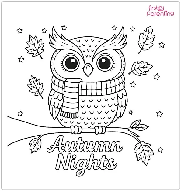 Autumn Owl Coloring Page