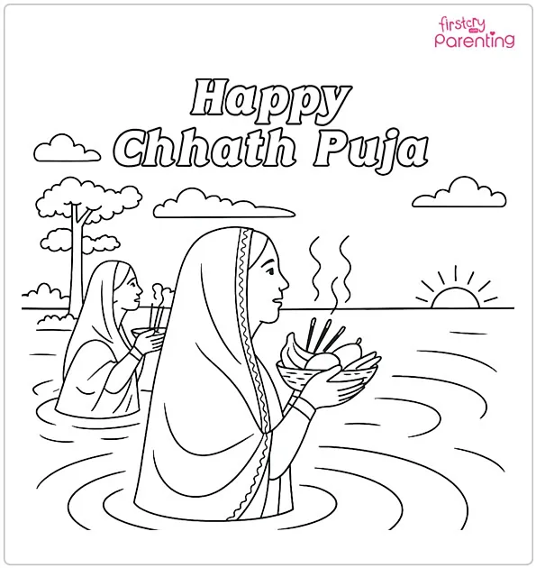 Chhath Puja Coloring Page
