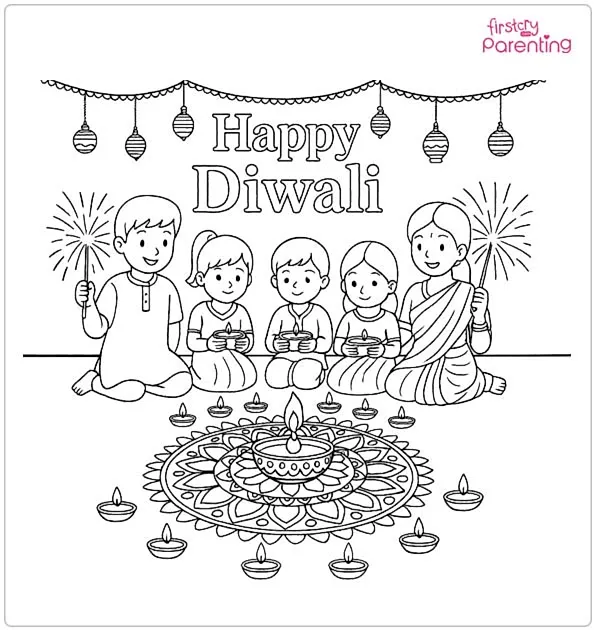 Diwali Coloring Page