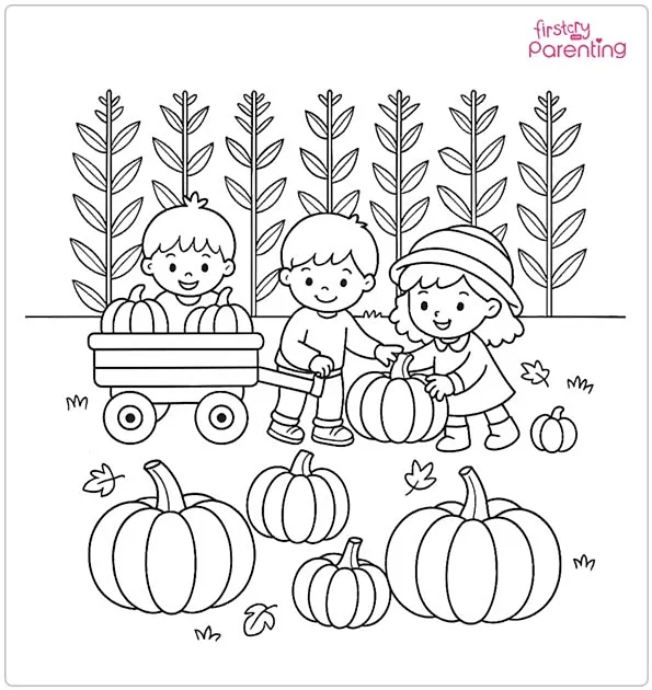 Preschool October Harvest Coloring Page