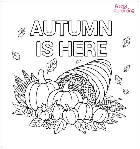 Autumn Is Here Coloring Page