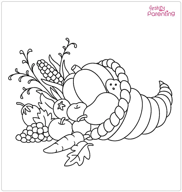 Thanksgiving Cornucopia Coloring Page