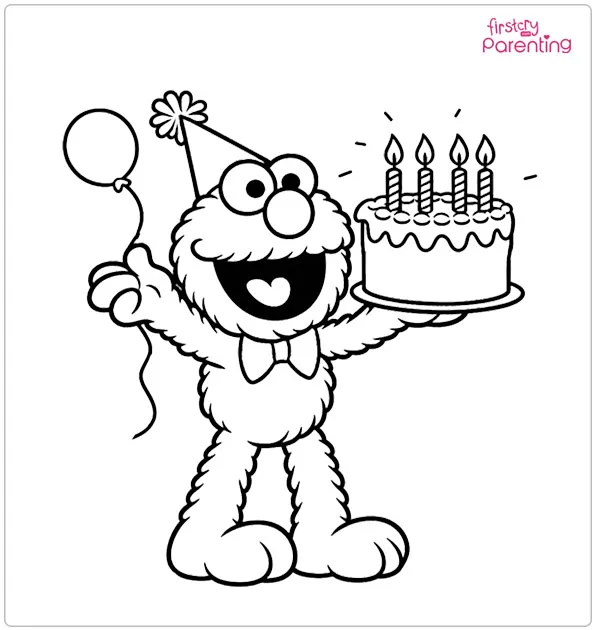Elmo Birthday Coloring Page Elmo Birthday Coloring Page