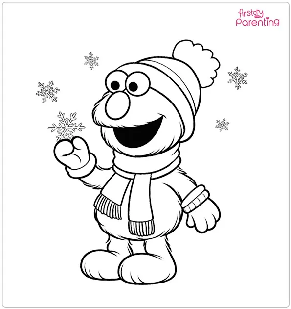 Elmo Enjoying Winter Coloring Page Elmo Enjoying Winter Coloring Page