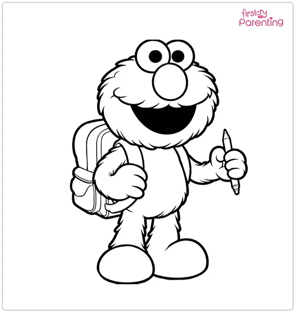 Elmo Going To School Coloring Page Elmo Going To School Coloring Page