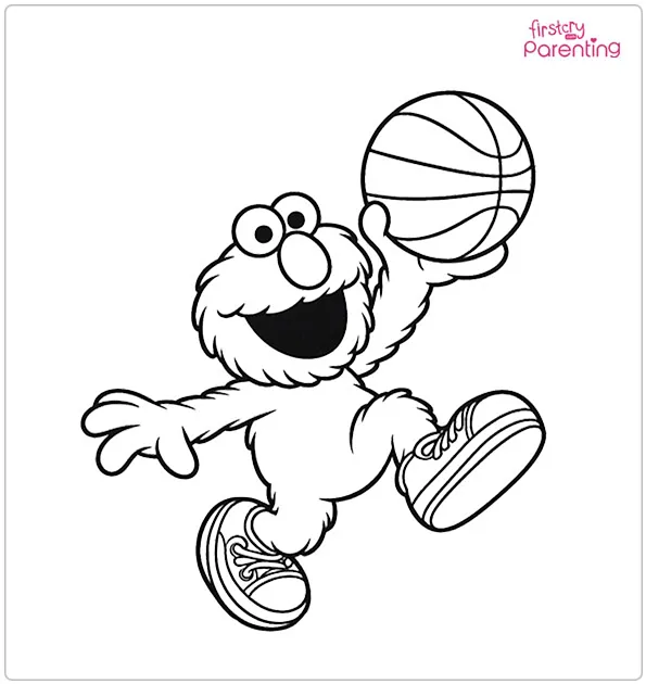 Elmo Playing Basketball Coloring Page Elmo Playing Basketball Coloring Page