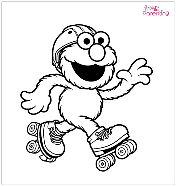 Elmo Playing Roller Skate Coloring Page Elmo Playing Roller Skate Coloring Page