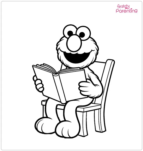 Elmo Reading Book Coloring Page Elmo Reading Book Coloring Page