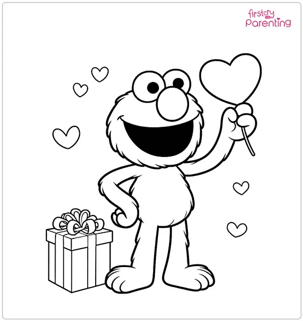 Elmo Valentine Coloring Page Elmo Valentine Coloring Page