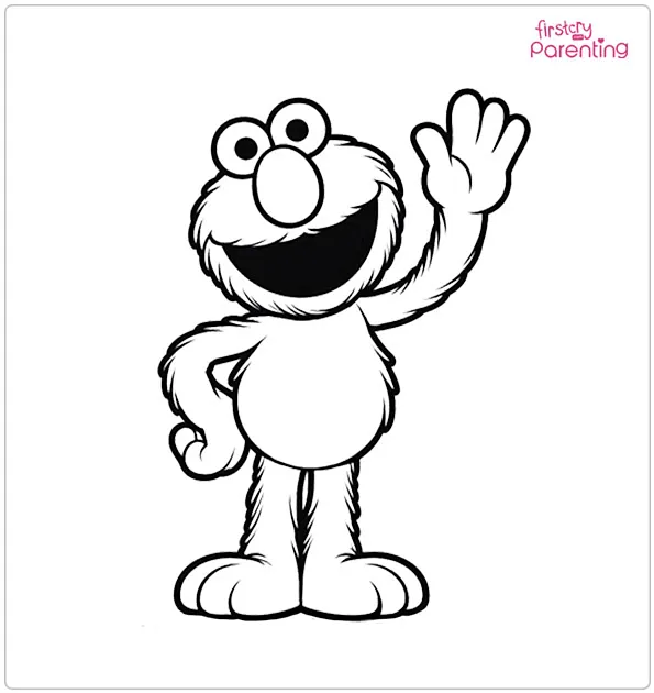 Elmo Waving Hand Coloring Page Elmo Waving Hand Coloring Page