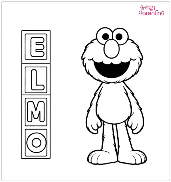 Elmo With Alphabet Blocks Coloring Page Elmo With Alphabet Blocks Coloring Page