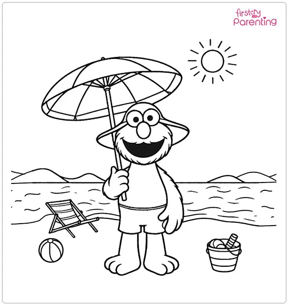 Summer Themed Elmo Coloring Page Summer Themed Elmo Coloring Page