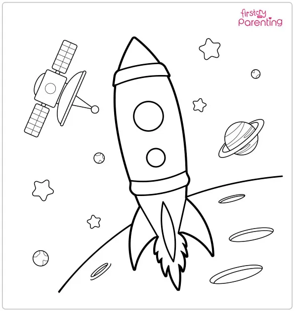 NASA Rocket Entering Solar System Coloring Page
