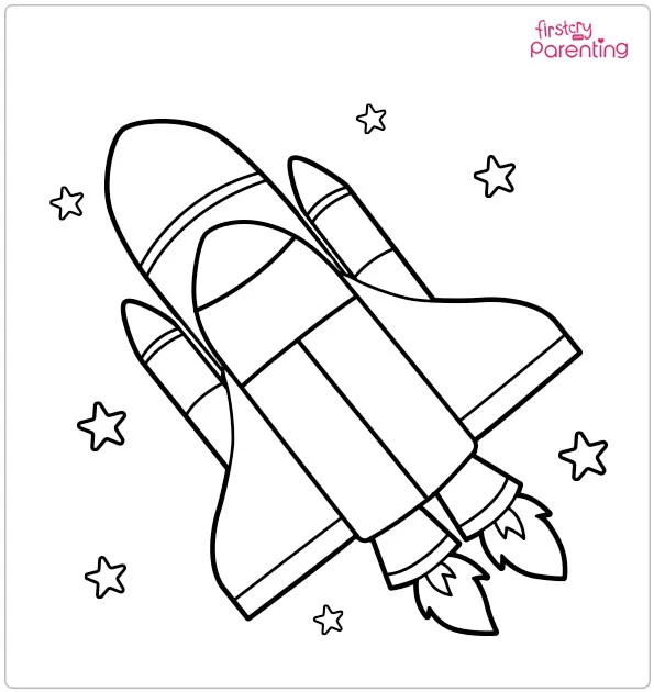 Spaceship in Space Coloring Page