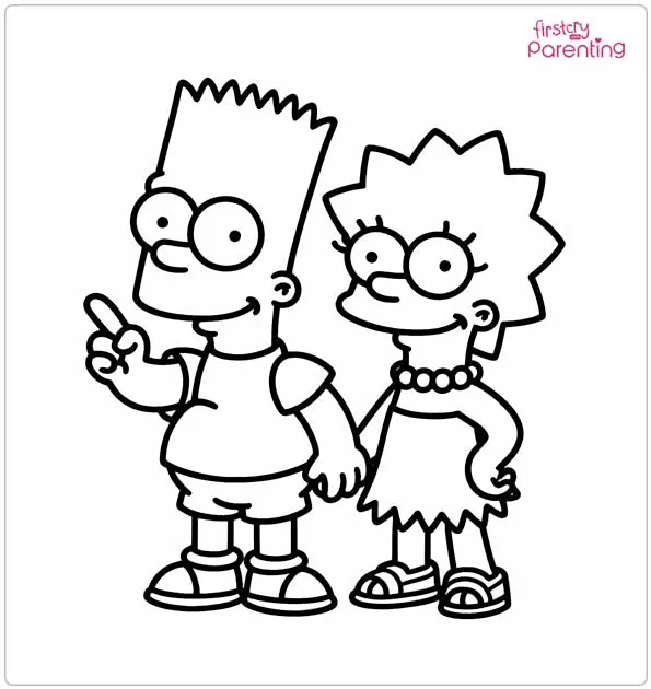 Bart and Lisa Simpson Coloring Page