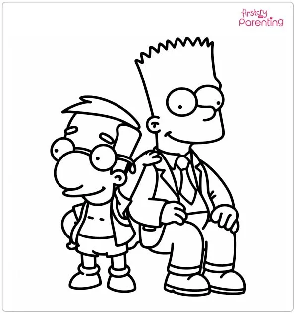 Bart And Milhouse Coloring Page