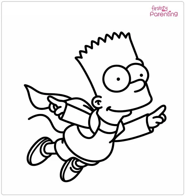 Bart Simpson Flying Coloring Page