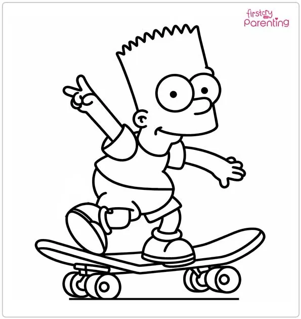 Bart Simpson Playing Skateboard Coloring Page