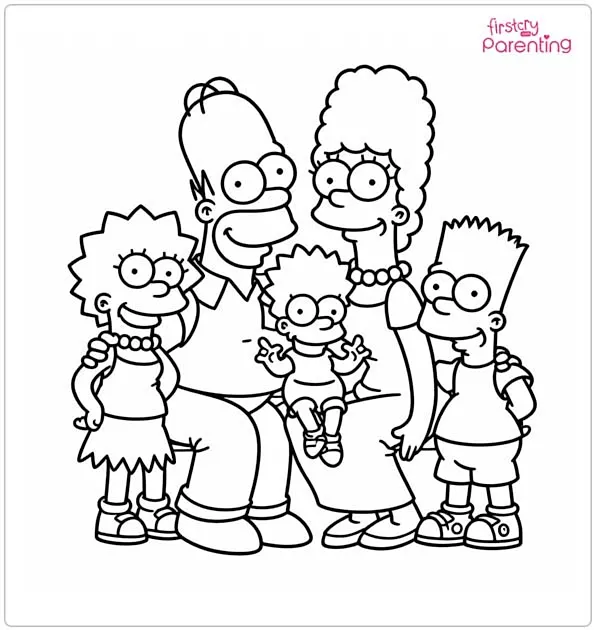 Happy Simpson Family Coloring Page