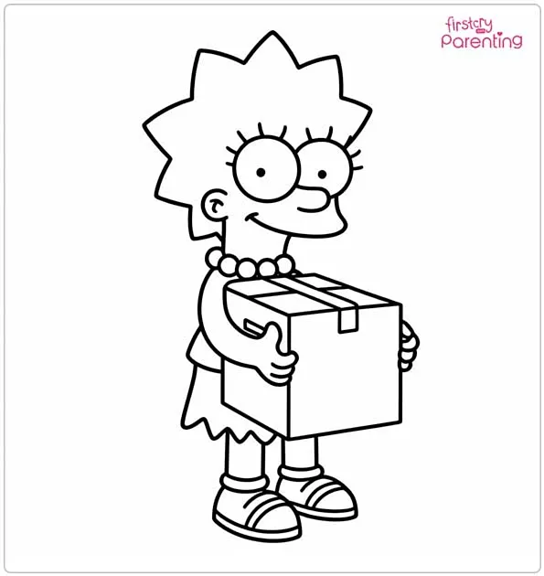 Maggie Simpson Holds a Box Coloring Page