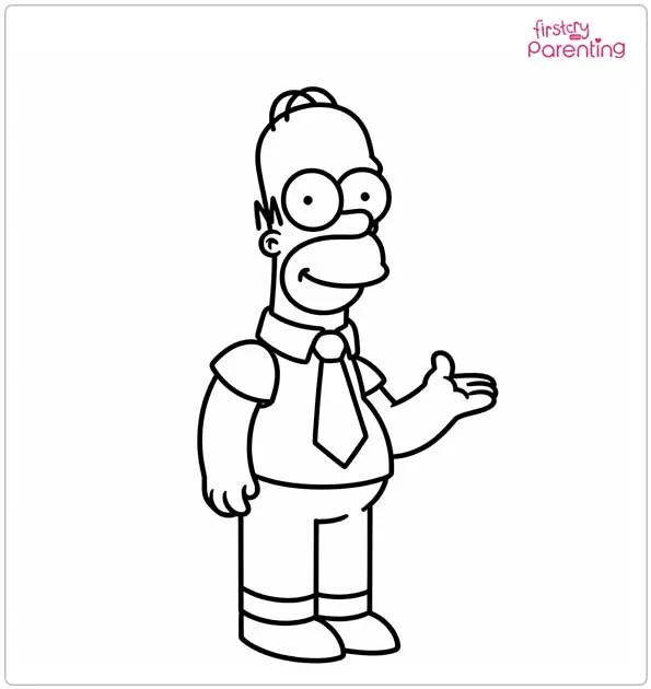 Smiling Homer Simpson Coloring Page