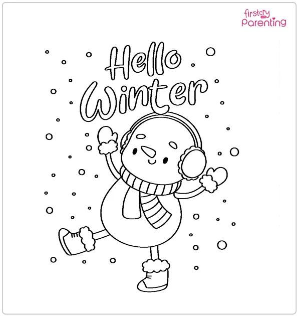 “Hello Winter” Coloring Page