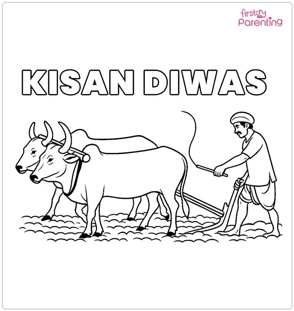 Kisan Diwas (Farmers Day) Coloring Page