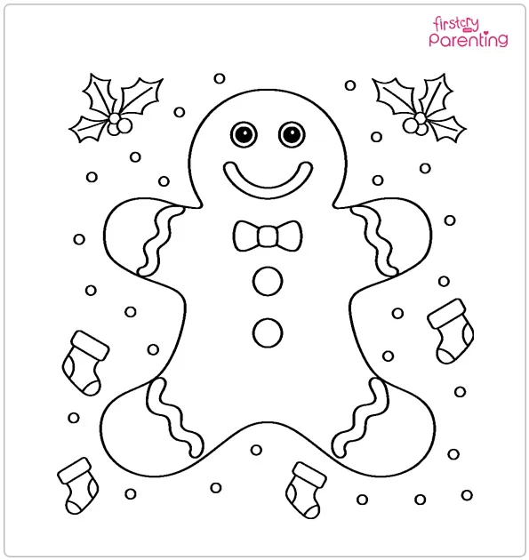 Winter Gingerbread Man Coloring Page