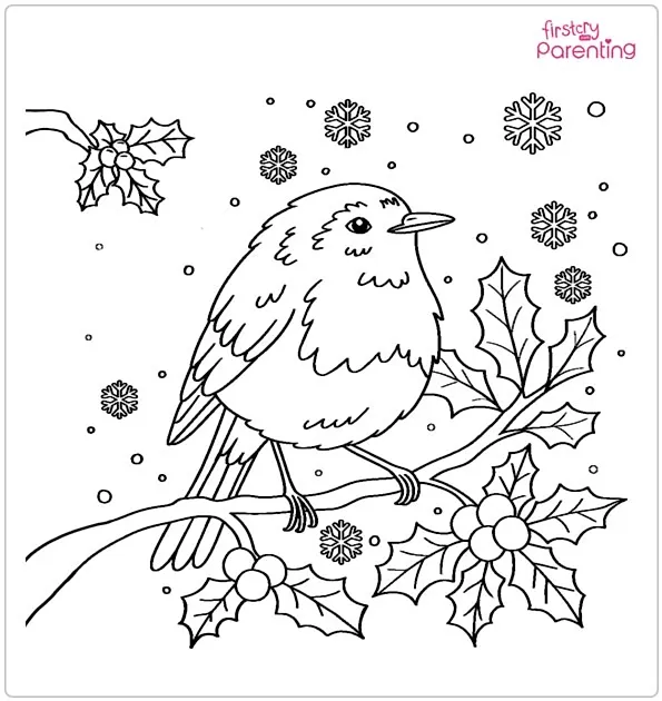 Winter Robins Coloring Page