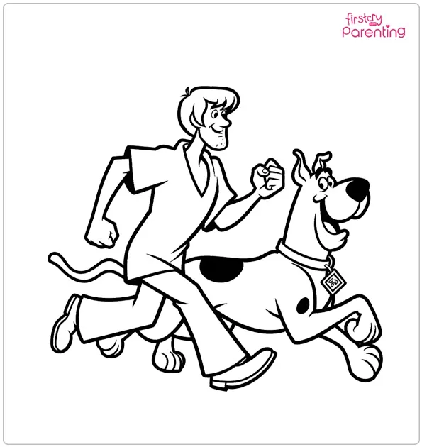 Scooby Doo and Shaggy are Running Coloring Page