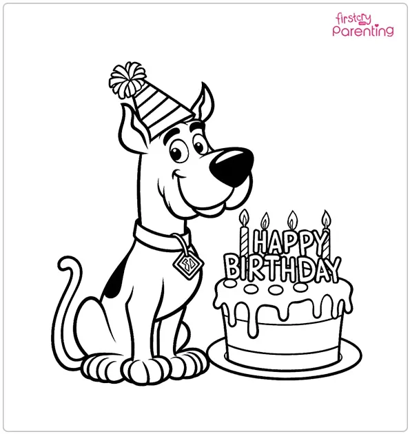 Scooby Doo Happy Birthday Coloring Page