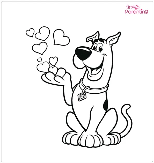 Scooby Doo Valentine Coloring Page