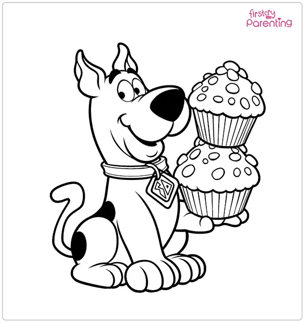 Scooby-Doo with Muffins Coloring Page
