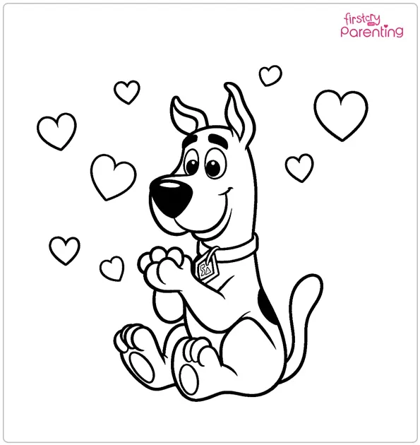 Scooby In Love Coloring Page