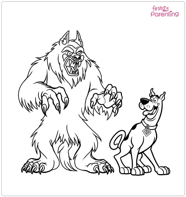 Wolfman Scaring Scooby Doo Coloring Page