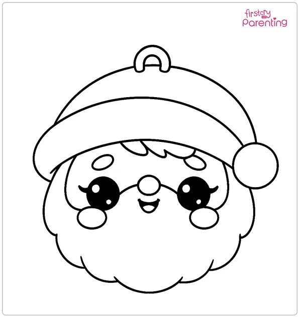 Jolly Santa Face Ornament Coloring Page