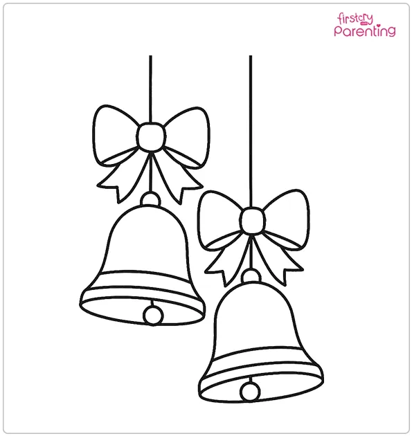 Christmas Bells with Ribbon Coloring Page