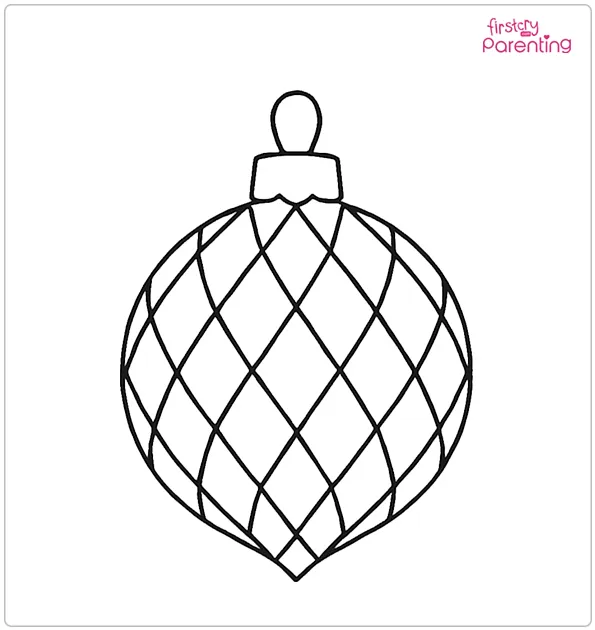 Diamond-pattern Christmas Bauble Coloring Page