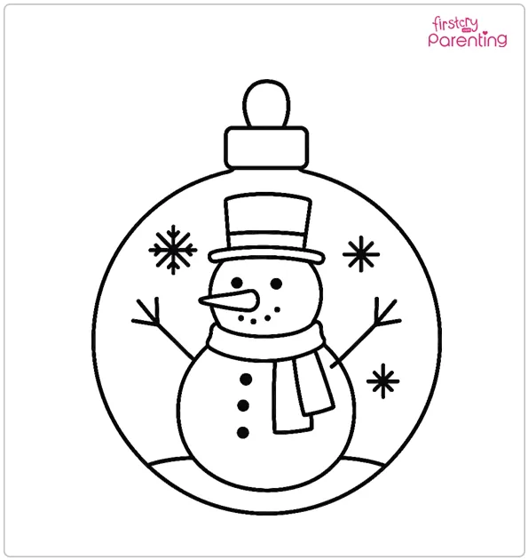 Christmas Snowman Inside an Ornament Coloring Page
