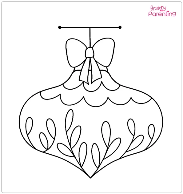 Fancy Christmas Ornament with Bow Coloring Page