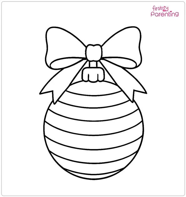 Christmas Ornament with Bow Coloring Page