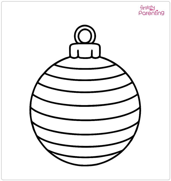 Striped Christmas Bauble Coloring Page