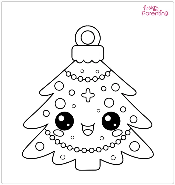 Cartoon Christmas Tree Ornament Coloring Page