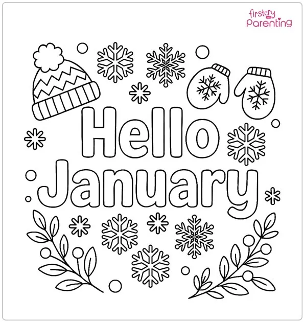 Hello January Coloring Page Hello January Coloring Page