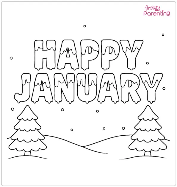 Happy January Coloring Page Happy January Coloring Page