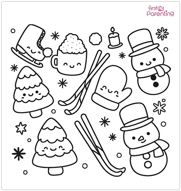 Winter Elements Coloring Page Winter Elements Coloring Page