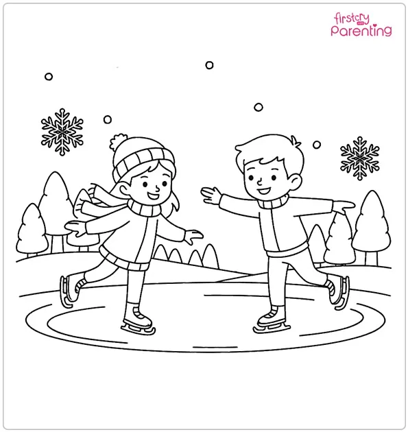 Ice Skater on Frozen Pond Coloring Page Ice Skater on Frozen Pond Coloring Page