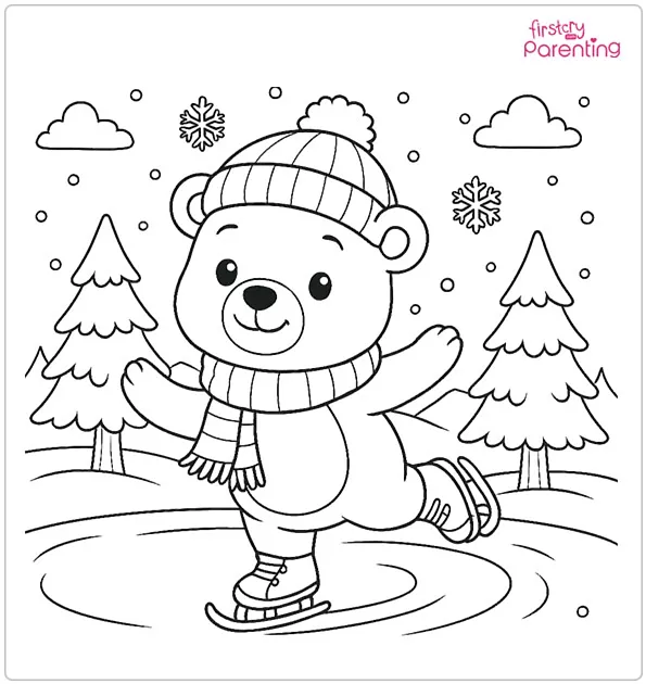 Ice Skating Bear Coloring Page Ice Skating Bear Coloring Page