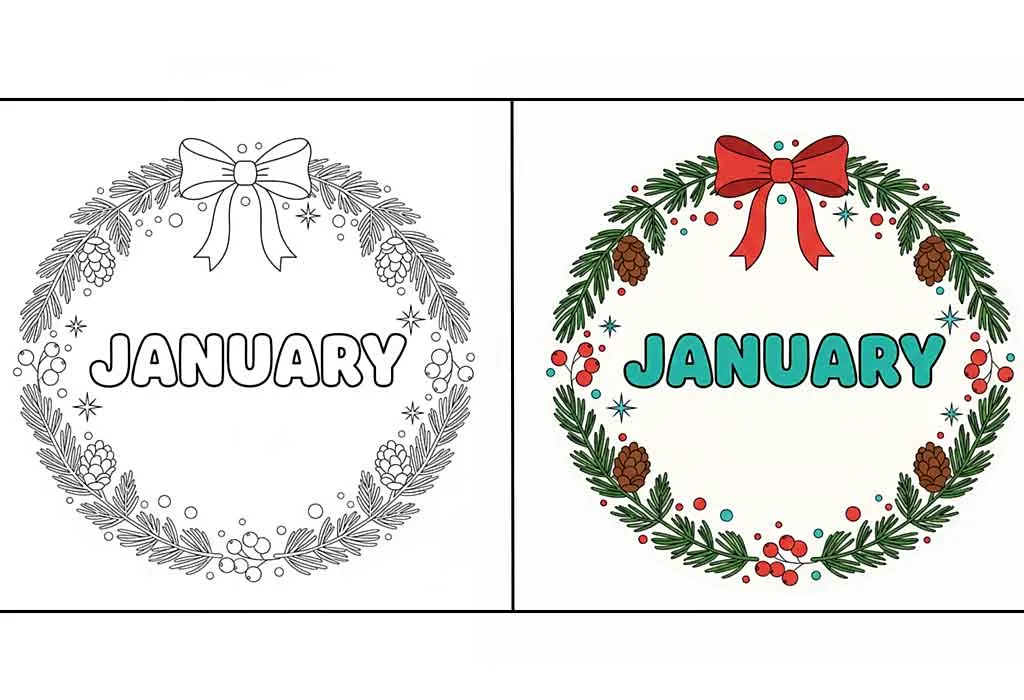 January Coloring Pages, Pictures and Free Printable Sheets