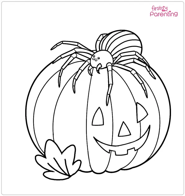 Spider on a Pumpkin Coloring Page Spider on a Pumpkin Coloring Page